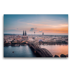 Premium Textil-Leinwand 75 x 50 cm Quer-Format Blick auf den Kölner Dom | Wandbild, HD-Bild auf Keilrahmen, Fertigbild auf hochwertigem Vlies, Leinwanddruck von Alexander Gründel