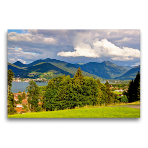 Premium Textil-Leinwand 75 x 50 cm Quer-Format Blick auf den Tegernsee | Wandbild, HD-Bild auf Keilrahmen, Fertigbild auf hochwertigem Vlies, Leinwanddruck von Ralf Wittstock