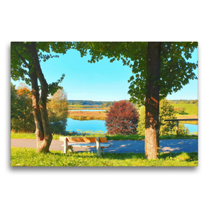 Premium Textil-Leinwand 75 x 50 cm Quer-Format Blick auf die Osterseen | Wandbild, HD-Bild auf Keilrahmen, Fertigbild auf hochwertigem Vlies, Leinwanddruck von Michaela Schimmack