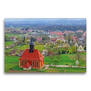 Premium Textil-Leinwand 75 x 50 cm Quer-Format Blick über die Weinbergkirche Pillnitz ins Elbtal | Wandbild, HD-Bild auf Keilrahmen, Fertigbild auf hochwertigem Vlies, Leinwanddruck von N N