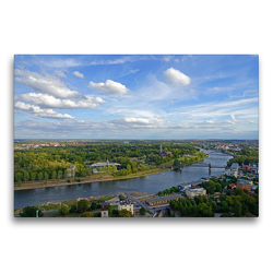 Premium Textil-Leinwand 75 x 50 cm Quer-Format Blick vom Magdeburger Dom auf die Stadt | Wandbild, HD-Bild auf Keilrahmen, Fertigbild auf hochwertigem Vlies, Leinwanddruck von Beate Bussenius