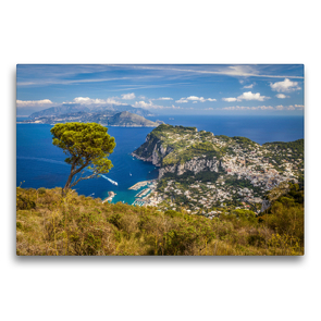 Premium Textil-Leinwand 75 x 50 cm Quer-Format Blick vom Monte Solare auf Capri nach Neapel | Wandbild, HD-Bild auf Keilrahmen, Fertigbild auf hochwertigem Vlies, Leinwanddruck von Christian Müringer