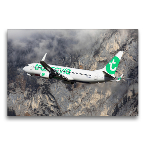 Premium Textil-Leinwand 75 x 50 cm Quer-Format Boeing 737-800 / Flughafen Innsbruck | Wandbild, HD-Bild auf Keilrahmen, Fertigbild auf hochwertigem Vlies, Leinwanddruck von Timo Breidenstein