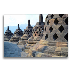 Premium Textil-Leinwand 75 x 50 cm Quer-Format Borobudur Tempel, Yogyakarta, Indonesien | Wandbild, HD-Bild auf Keilrahmen, Fertigbild auf hochwertigem Vlies, Leinwanddruck von Jasmin Krauth