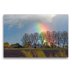 Premium Textil-Leinwand 75 x 50 cm Quer-Format Breiter Regenbogen in den Bäumen | Wandbild, HD-Bild auf Keilrahmen, Fertigbild auf hochwertigem Vlies, Leinwanddruck von Rolf Pötsch