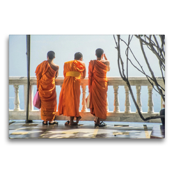 Premium Textil-Leinwand 75 x 50 cm Quer-Format Buddhistische Mönche im Kloster Doi Suthep | Wandbild, HD-Bild auf Keilrahmen, Fertigbild auf hochwertigem Vlies, Leinwanddruck von Christian Müringer