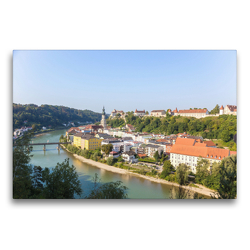 Premium Textil-Leinwand 75 x 50 cm Quer-Format Burghausen, Stadtblick vom Waldgasthof in Duttendorf | Wandbild, HD-Bild auf Keilrahmen, Fertigbild auf hochwertigem Vlies, Leinwanddruck von N N