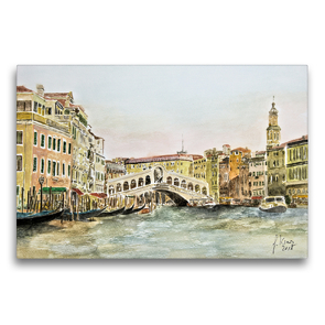 Premium Textil-Leinwand 75 x 50 cm Quer-Format Canale Grande mit Rialto Brücke | Wandbild, HD-Bild auf Keilrahmen, Fertigbild auf hochwertigem Vlies, Leinwanddruck von Gerhard Kraus