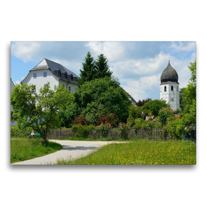 Premium Textil-Leinwand 75 x 50 cm Quer-Format Chiemsee – Willkommen auf der Fraueninsel | Wandbild, HD-Bild auf Keilrahmen, Fertigbild auf hochwertigem Vlies, Leinwanddruck von Dieter-M. Wilczek