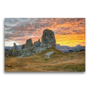 Premium Textil-Leinwand 75 x 50 cm Quer-Format Cinque Torri in den Dolomiten | Wandbild, HD-Bild auf Keilrahmen, Fertigbild auf hochwertigem Vlies, Leinwanddruck von Michael Valjak