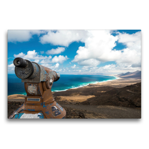 Premium Textil-Leinwand 75 x 50 cm Quer-Format Der einzigarte Blick auf den Playa Cofete auf der Kanareninsel Fuerteventura | Wandbild, HD-Bild auf Keilrahmen, Fertigbild auf hochwertigem Vlies, Leinwanddruck von Patrick Klinke