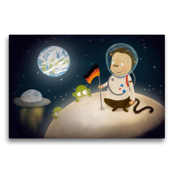 Premium Textil-Leinwand 75 x 50 cm Quer-Format Der erste Affe auf dem Mond | Wandbild, HD-Bild auf Keilrahmen, Fertigbild auf hochwertigem Vlies, Leinwanddruck von Stephanie Langowski