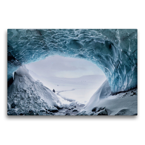 Premium Textil-Leinwand 75 x 50 cm Quer-Format Der Gletschertunnel Gigjökull auf Island | Wandbild, HD-Bild auf Keilrahmen, Fertigbild auf hochwertigem Vlies, Leinwanddruck von Klaus Gerken