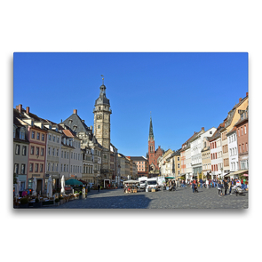 Premium Textil-Leinwand 75 x 50 cm Quer-Format Der Markt mit dem 1562 bis 1564 erbauten Rathaus und der Brüderkirche | Wandbild, HD-Bild auf Keilrahmen, Fertigbild auf hochwertigem Vlies, Leinwanddruck von Ulrich Senff