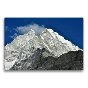 Premium Textil-Leinwand 75 x 50 cm Quer-Format Der Thamserku (6623 m) von Namche Bazar (3400 m), dem Hauptort des Khumbu | Wandbild, HD-Bild auf Keilrahmen, Fertigbild auf hochwertigem Vlies, Leinwanddruck von Ulrich Senff