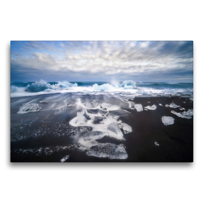 Premium Textil-Leinwand 75 x 50 cm Quer-Format Diamond Beach in der Nähe von Jökulsárlón | Wandbild, HD-Bild auf Keilrahmen, Fertigbild auf hochwertigem Vlies, Leinwanddruck von Alexander Höntschel