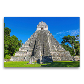 Premium Textil-Leinwand 75 x 50 cm Quer-Format Die 45 m hohe Pyramide des Großen Jaguar in Tikal ist das berühmteste Wahrzeichen der Maya-Welt. | Wandbild, HD-Bild auf Keilrahmen, Fertigbild auf hochwertigem Vlies, Leinwanddruck von Stefan Schütter