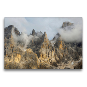 Premium Textil-Leinwand 75 x 50 cm Quer-Format Die wilden Gipfel der Pala Gruppe über dem Val Venegia in den Dolomiten des Trentino | Wandbild, HD-Bild auf Keilrahmen, Fertigbild auf hochwertigem Vlies, Leinwanddruck von Martin Zwick