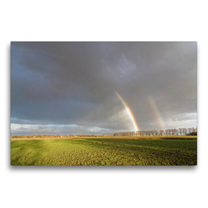 Premium Textil-Leinwand 75 x 50 cm Quer-Format Doppelter Regenbogen | Wandbild, HD-Bild auf Keilrahmen, Fertigbild auf hochwertigem Vlies, Leinwanddruck von Rolf Pötsch