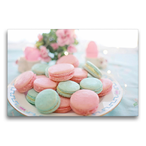 Premium Textil-Leinwand 75 x 50 cm Quer-Format Duftige Macarons | Wandbild, HD-Bild auf Keilrahmen, Fertigbild auf hochwertigem Vlies, Leinwanddruck von Rose Hurley