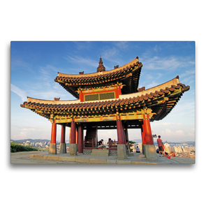 Premium Textil-Leinwand 75 x 50 cm Quer-Format Ein Ort der Ruhe ist die Hwaseong-Festung in der Stadt Suwon | Wandbild, HD-Bild auf Keilrahmen, Fertigbild auf hochwertigem Vlies, Leinwanddruck von CALVENDO