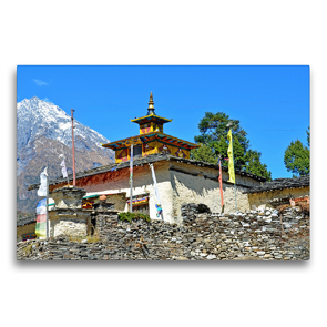 Premium Textil-Leinwand 75 x 50 cm Quer-Format Ein sehr schönes altes Kloster im Dorf Samagaon (3500 m) in der Manaslu-Region | Wandbild, HD-Bild auf Keilrahmen, Fertigbild auf hochwertigem Vlies, Leinwanddruck von Ulrich Senff