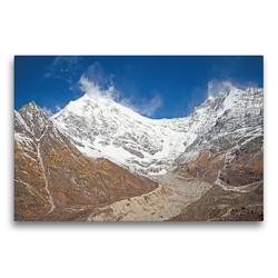 Premium Textil-Leinwand 75 x 50 cm Quer-Format Eisiger Wind am schneebedeckten Gipfel des Langtang Lirung | Wandbild, HD-Bild auf Keilrahmen, Fertigbild auf hochwertigem Vlies, Leinwanddruck von CALVENDO