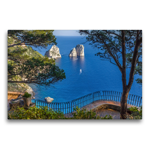 Premium Textil-Leinwand 75 x 50 cm Quer-Format Faraglioni-Felsen auf Capri | Wandbild, HD-Bild auf Keilrahmen, Fertigbild auf hochwertigem Vlies, Leinwanddruck von Christian Müringer