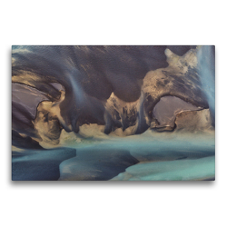 Premium Textil-Leinwand 75 x 50 cm Quer-Format Farbenspiel – Asche, Mineralien, Strömungen – ein Fluss aus der Luft | Wandbild, HD-Bild auf Keilrahmen, Fertigbild auf hochwertigem Vlies, Leinwanddruck von Klaus Gerken