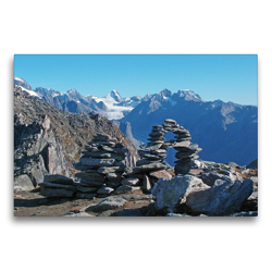 Premium Textil-Leinwand 75 x 50 cm Quer-Format Finsteraarhorn oberhalb von Fiesch | Wandbild, HD-Bild auf Keilrahmen, Fertigbild auf hochwertigem Vlies, Leinwanddruck von Andrea Pons