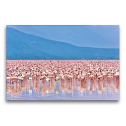 Premium Textil-Leinwand 75 x 50 cm Quer-Format Flamingos im Rift Valley | Wandbild, HD-Bild auf Keilrahmen, Fertigbild auf hochwertigem Vlies, Leinwanddruck von Jürgen Feuerer