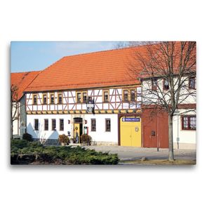 Premium Textil-Leinwand 75 x 50 cm Quer-Format Gasthof „Weißes Roß“ in Mühlberg | Wandbild, HD-Bild auf Keilrahmen, Fertigbild auf hochwertigem Vlies, Leinwanddruck von Flori0