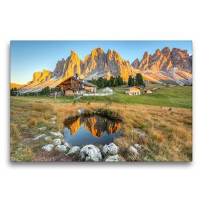 Premium Textil-Leinwand 75 x 50 cm Quer-Format Geisleralm in Südtirol | Wandbild, HD-Bild auf Keilrahmen, Fertigbild auf hochwertigem Vlies, Leinwanddruck von Michael Valjak