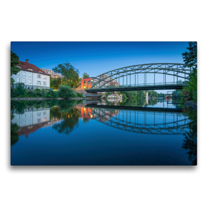 Premium Textil-Leinwand 75 x 50 cm Quer-Format Genzmer Brücke in Halle-Saale | Wandbild, HD-Bild auf Keilrahmen, Fertigbild auf hochwertigem Vlies, Leinwanddruck von Martin Wasilewski