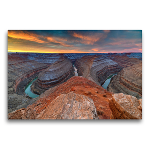 Premium Textil-Leinwand 75 x 50 cm Quer-Format Goosenecks State Park, Utah, USA | Wandbild, HD-Bild auf Keilrahmen, Fertigbild auf hochwertigem Vlies, Leinwanddruck von Christian Heeb