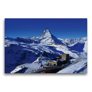 Premium Textil-Leinwand 75 x 50 cm Quer-Format Gornergrat mit Matterhorn. Zermatt | Wandbild, HD-Bild auf Keilrahmen, Fertigbild auf hochwertigem Vlies, Leinwanddruck von Susan Michel / CH