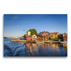 Premium Textil-Leinwand 75 x 50 cm Quer-Format Hafen der Insel Sandhamn | Wandbild, HD-Bild auf Keilrahmen, Fertigbild auf hochwertigem Vlies, Leinwanddruck von Christian Müringer