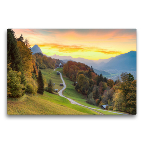 Premium Textil-Leinwand 75 x 50 cm Quer-Format Herbst in Wamberg bei Garmisch-Partenkirchen | Wandbild, HD-Bild auf Keilrahmen, Fertigbild auf hochwertigem Vlies, Leinwanddruck von Michael Valjak