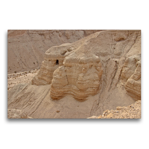 Premium Textil-Leinwand 75 x 50 cm Quer-Format Höhlen von Qumran am Toten Meer. Fundort alter biblischer Schriften. | Wandbild, HD-Bild auf Keilrahmen, Fertigbild auf hochwertigem Vlies, Leinwanddruck von Hans-Georg Vorndran