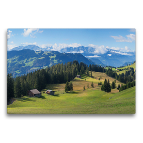 Premium Textil-Leinwand 75 x 50 cm Quer-Format Idyllische Schweizer Alpenlandschaft Stelserberg im Prättigau | Wandbild, HD-Bild auf Keilrahmen, Fertigbild auf hochwertigem Vlies, Leinwanddruck von SusaZoom