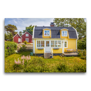 Premium Textil-Leinwand 75 x 50 cm Quer-Format Idyllisches Sommerhaus in Landsort auf der Schären-Insel Öja | Wandbild, HD-Bild auf Keilrahmen, Fertigbild auf hochwertigem Vlies, Leinwanddruck von Christian Müringer