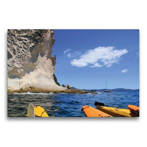 Premium Textil-Leinwand 75 x 50 cm Quer-Format Kalkfelsen nahe Cathedral Cove | Wandbild, HD-Bild auf Keilrahmen, Fertigbild auf hochwertigem Vlies, Leinwanddruck von Jana Thiem-Eberitsch