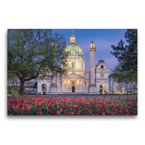 Premium Textil-Leinwand 75 x 50 cm Quer-Format Karlskirche | Wandbild, HD-Bild auf Keilrahmen, Fertigbild auf hochwertigem Vlies, Leinwanddruck von Karl Heindl