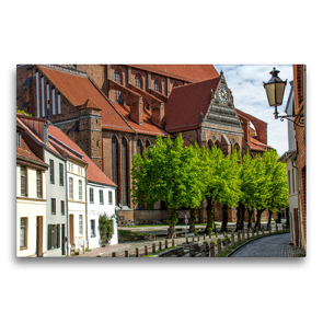 Premium Textil-Leinwand 75 x 50 cm Quer-Format Kirchhof der Stadtkirche St. Nikolai | Wandbild, HD-Bild auf Keilrahmen, Fertigbild auf hochwertigem Vlies, Leinwanddruck von Holger Felix