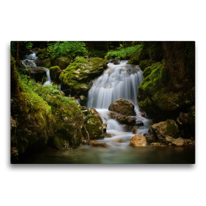 Premium Textil-Leinwand 75 x 50 cm Quer-Format Kleiner Wasserfall in Wolkenstein | Wandbild, HD-Bild auf Keilrahmen, Fertigbild auf hochwertigem Vlies, Leinwanddruck von Matthias Schaefgen