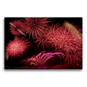 Premium Textil-Leinwand 75 x 50 cm Quer-Format Kölner Lichter – Sinfonie in Rot | Wandbild, HD-Bild auf Keilrahmen, Fertigbild auf hochwertigem Vlies, Leinwanddruck von Elisabeth Schittenhelm