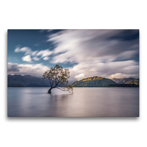 Premium Textil-Leinwand 75 x 50 cm Quer-Format Lake Wanaka und der einsame Wanaka Tree | Wandbild, HD-Bild auf Keilrahmen, Fertigbild auf hochwertigem Vlies, Leinwanddruck von Alexander Höntschel