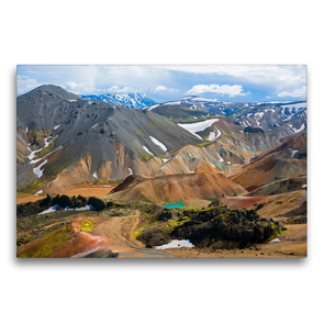 Premium Textil-Leinwand 75 x 50 cm Quer-Format Landmannalaugar | Wandbild, HD-Bild auf Keilrahmen, Fertigbild auf hochwertigem Vlies, Leinwanddruck von Frauke Scholz