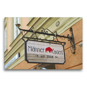 Premium Textil-Leinwand 75 x 50 cm Quer-Format Landshut – AUSHÄNGE-Schild | Wandbild, HD-Bild auf Keilrahmen, Fertigbild auf hochwertigem Vlies, Leinwanddruck von Angelika Keller