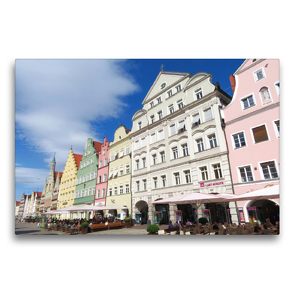 Premium Textil-Leinwand 75 x 50 cm Quer-Format Landshut – Straßenzug in der Altstadt | Wandbild, HD-Bild auf Keilrahmen, Fertigbild auf hochwertigem Vlies, Leinwanddruck von Angelika Keller